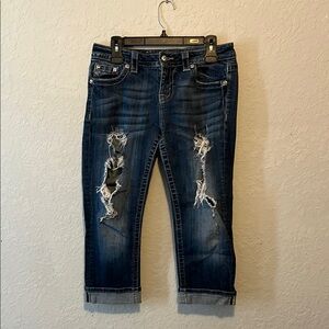 Miss Me Blue Cropped Distressed Jeans